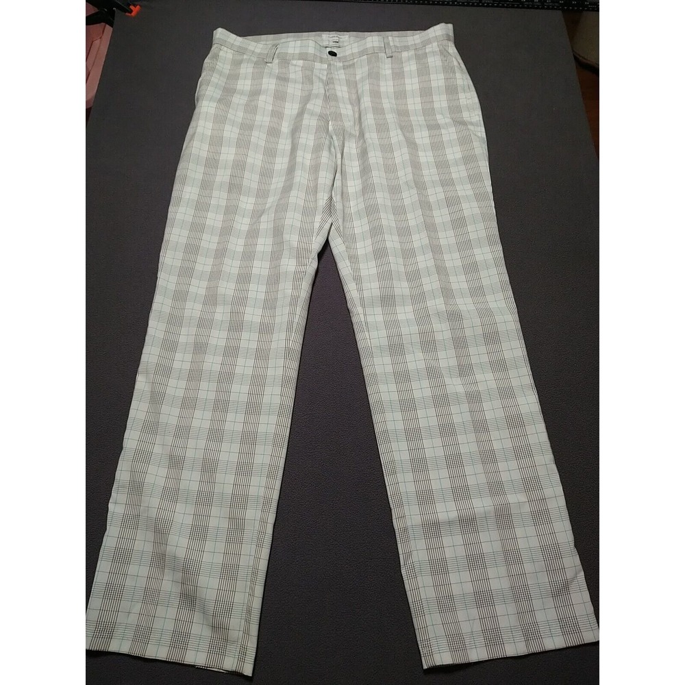Calvin Klein Golf Pants Men W38 L31 Cream With‎ Brown Plaid Nerd Office Work